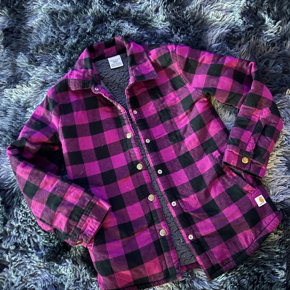 Carhartt sherpa Kids plaid flannel jacket